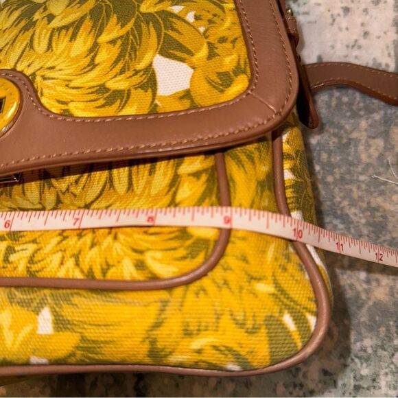 Isaac Mizrahi Yellow and Brown Floral Crossbody Bag - Picture 6 of 8